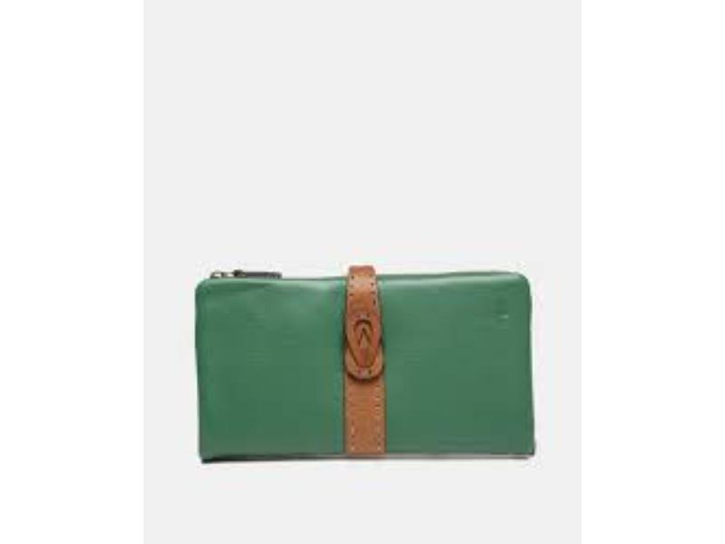 ABBACINO GREEN TWO TONE LEATHER LARGE WALLET